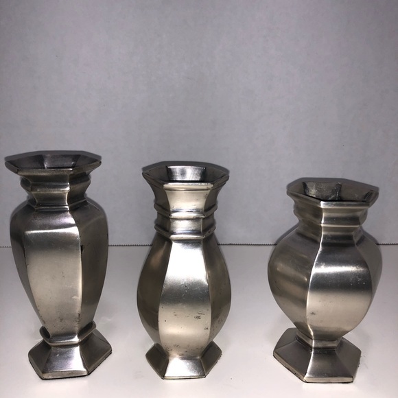 Pottery Barn Set of 3 Silver Finish Candle Holders - Picture 2 of 7